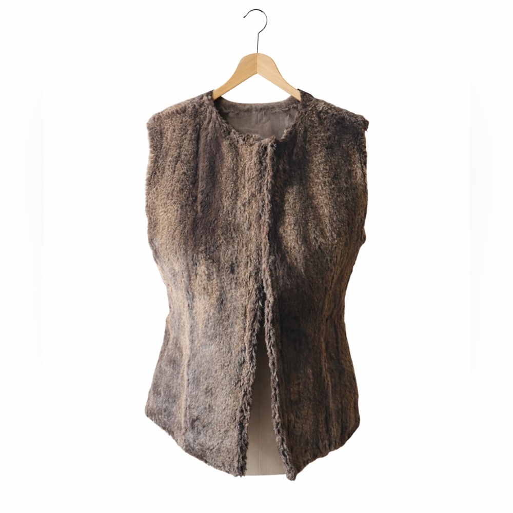 Live A Little Brown Faux Fur Vest Small Boho Western Y2K Cozy Layering